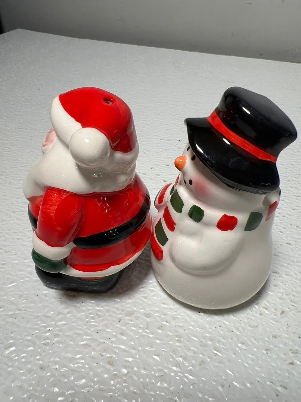 Holiday Santa and Snowman Ceramic Salt or Pepper Shaker Snowman Toothpick Holder